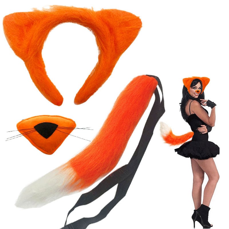 Уши и опашка на лисица за детски костюм, Хелоуин, пролет 2025