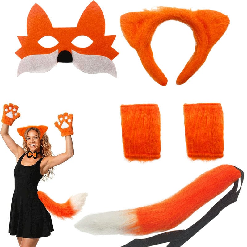 Уши и опашка на лисица за детски костюм, Хелоуин, пролет 2025