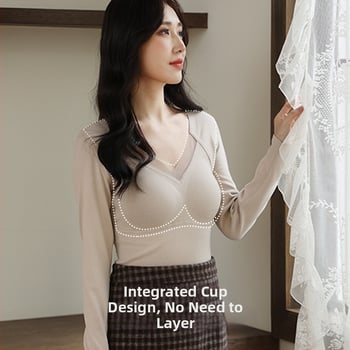 Kamisole bezšuvju, viengabala tops ar krūšu spilventiņu, V-dekoltē, bieza auduma (251–300 g/m2)