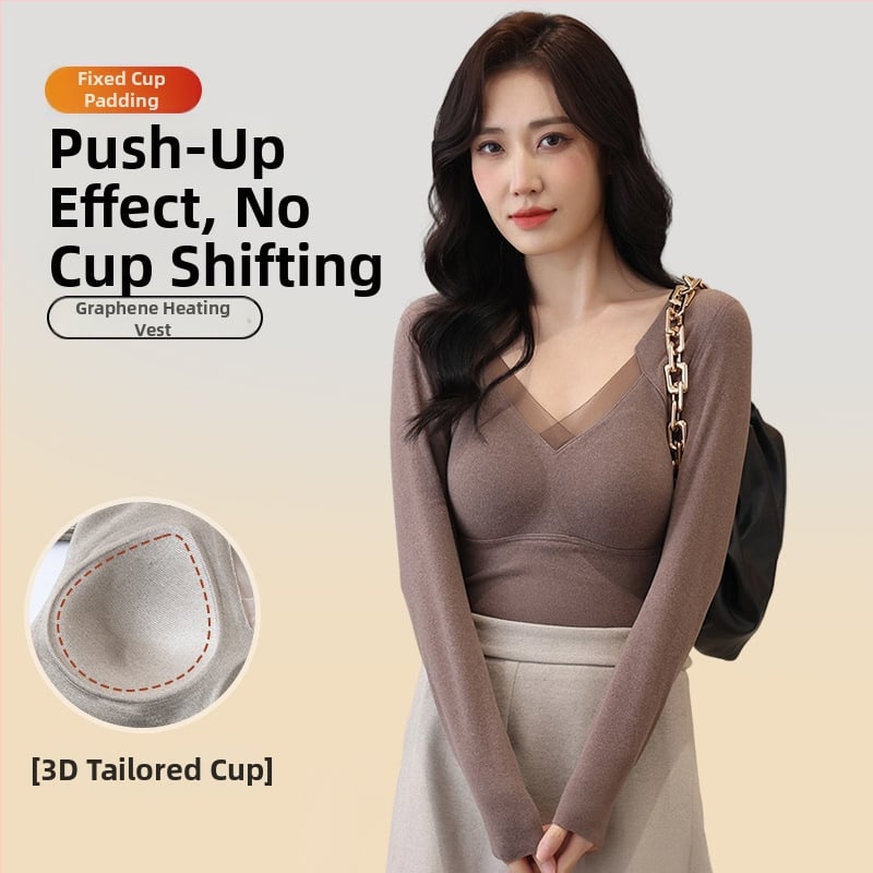 Kamisole bezšuvju, viengabala tops ar krūšu spilventiņu, V-dekoltē, bieza auduma (251–300 g/m2)