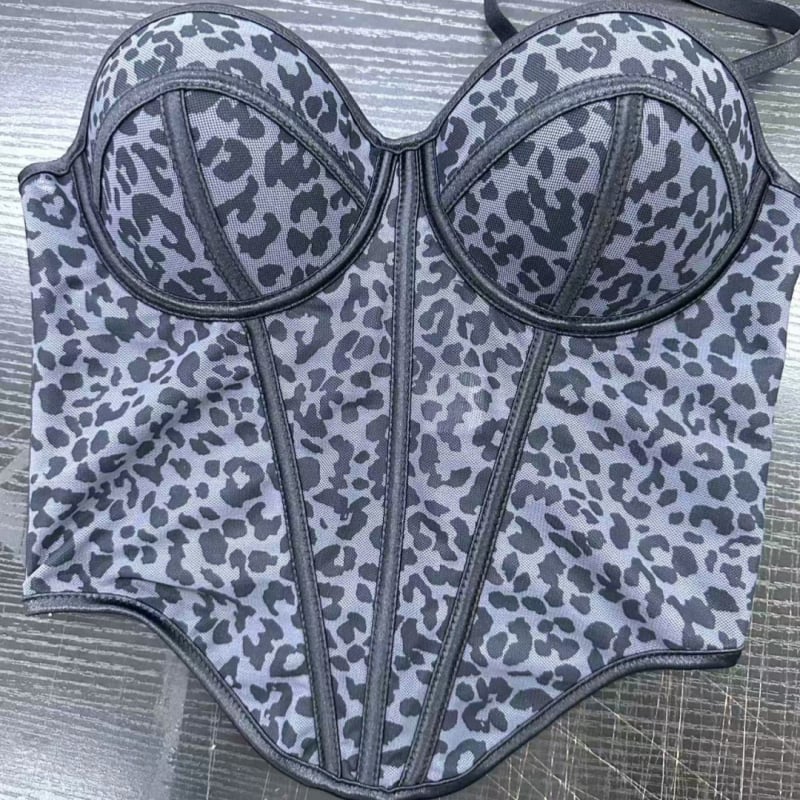 Kamisola ar zvejas kaula korsetu un tīklu audumu, vestes stilā, V kakls, ultra-plāns poliesters (81-100 g/m²)