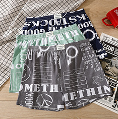 Firecracker памучни боксерки, дишащ трикотаж, средна талия, текстов принт, подплата с 90–95% спандекс, 95–100% памук