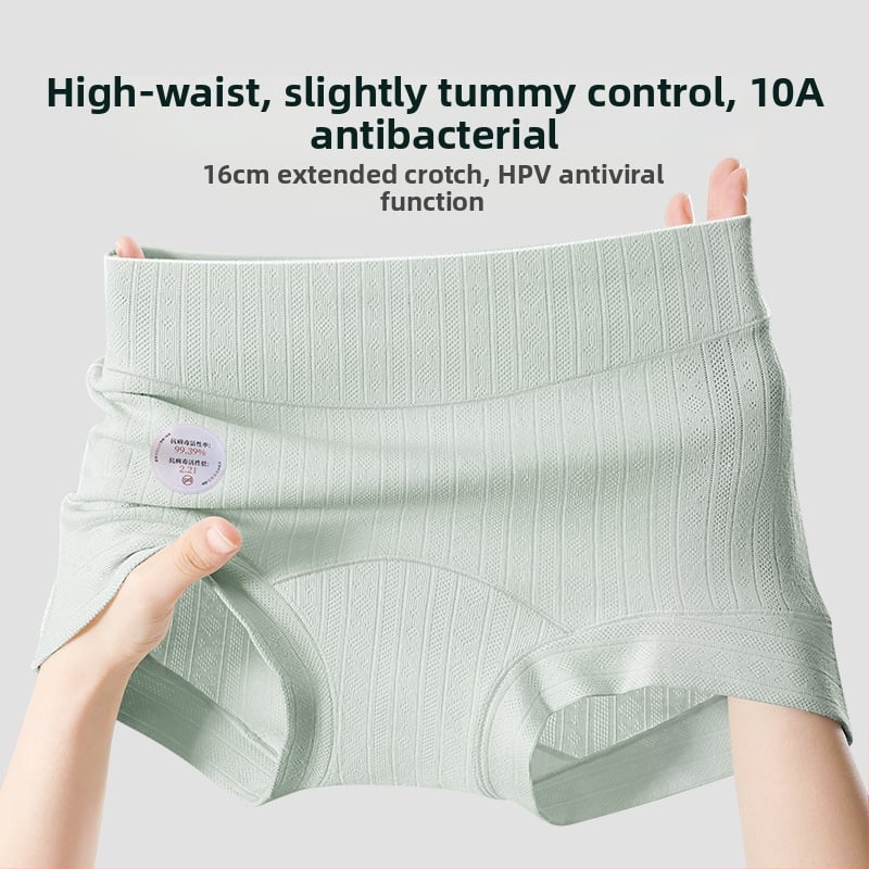 Női pamut alsónemű antibakteriális funkcióval, magas derekú, jacquard szövésű, fő anyag 90-95% pamut, ágyéki rész 100% pamut