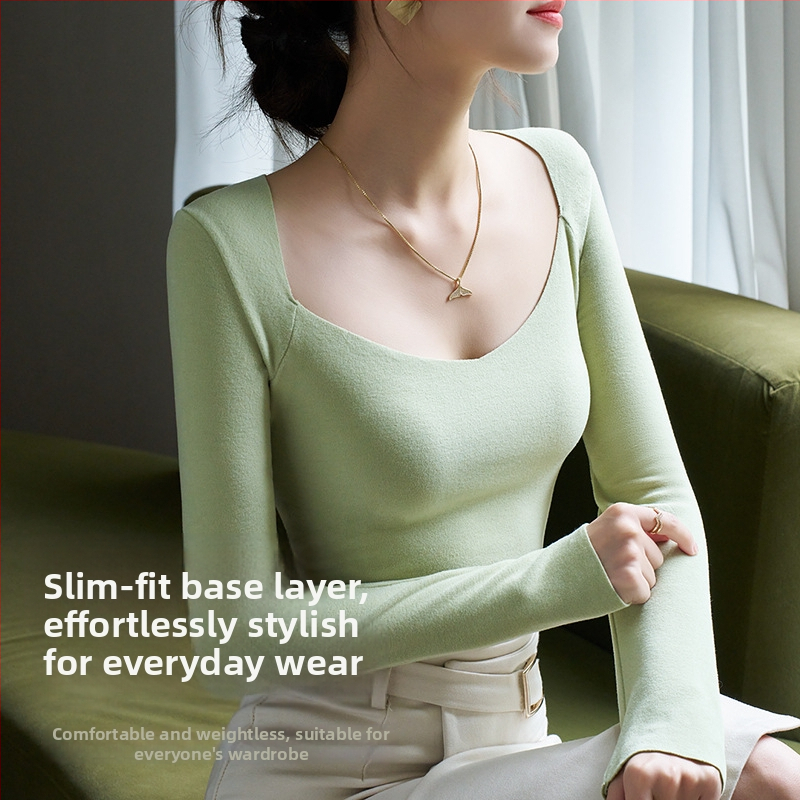 Dámska termálna súprava s výstrihom do V a zabudovanou výstelkou hrudníka; viskózové vlákno; zamatové podšitie; hrubý materiál 251–300 g/m²