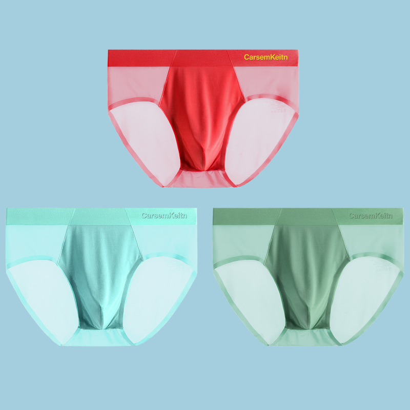 Vyriniai Ice Silk apatiniai – kvėpuojantys, antibakteriniai, greitai džiūstantys, vidutinio juosmens, nailono mezginys