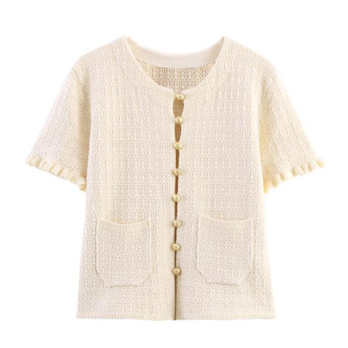 Moterų sijoninis kostiumas su sluoksniuotos dekoratyvinės megztos striukės ir be rankovių viršutine dalimi, aukšta juosmens, vidutinio ilgio sijonas, poliesteris 70–80%