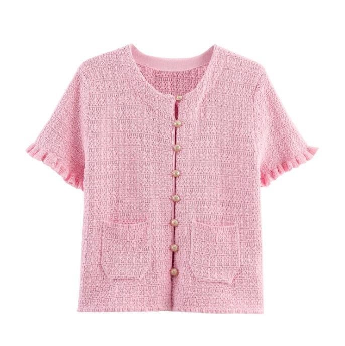 Moterų sijoninis kostiumas su sluoksniuotos dekoratyvinės megztos striukės ir be rankovių viršutine dalimi, aukšta juosmens, vidutinio ilgio sijonas, poliesteris 70–80%