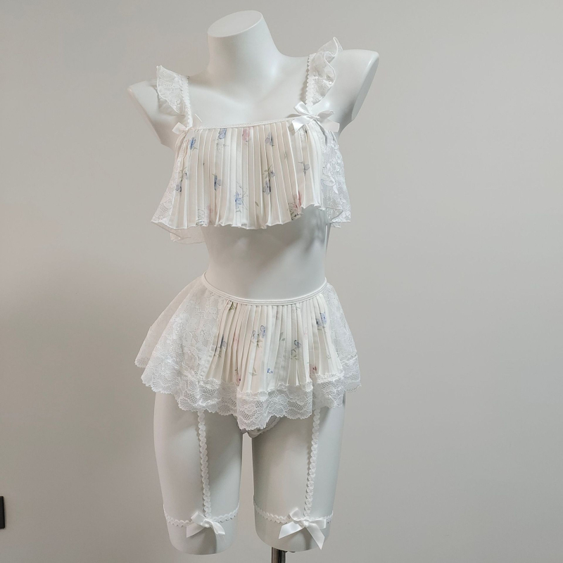 Σεξουαλικό νυχτικό με τιράντες και δαντέλα Ice Silk, V-λαιμός, 3/4 μανίκια, 181–200 g/m²