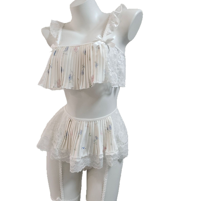 Σεξουαλικό νυχτικό με τιράντες και δαντέλα Ice Silk, V-λαιμός, 3/4 μανίκια, 181–200 g/m²