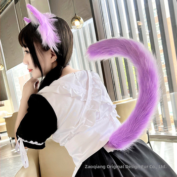 Cosplay аксесоар: котешки уши и опашка, ръчна изработка, дълга козина, за възрастни, есен 2021
