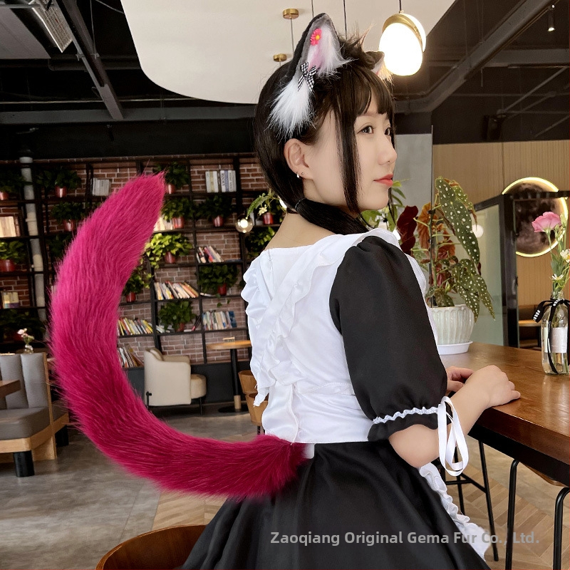 Cosplay аксесоар: котешки уши и опашка, ръчна изработка, дълга козина, за възрастни, есен 2021