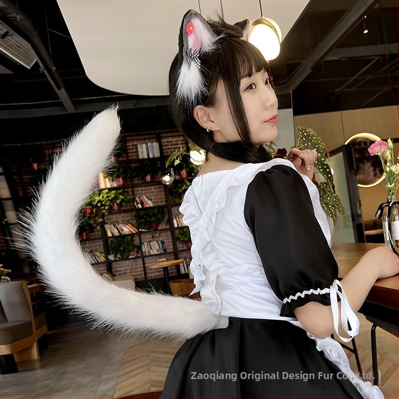 Cosplay аксесоар: котешки уши и опашка, ръчна изработка, дълга козина, за възрастни, есен 2021
