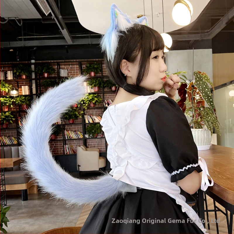 Cosplay аксесоар: котешки уши и опашка, ръчна изработка, дълга козина, за възрастни, есен 2021