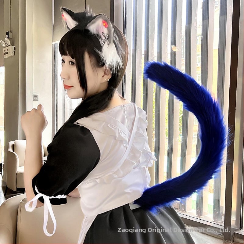 Cosplay аксесоар: котешки уши и опашка, ръчна изработка, дълга козина, за възрастни, есен 2021