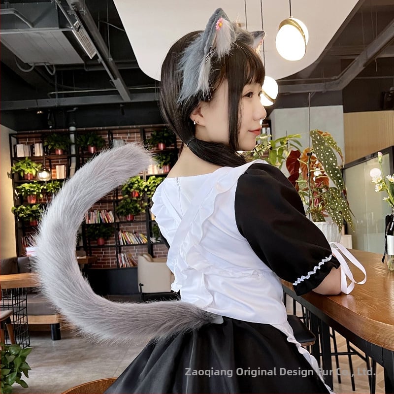 Cosplay аксесоар: котешки уши и опашка, ръчна изработка, дълга козина, за възрастни, есен 2021