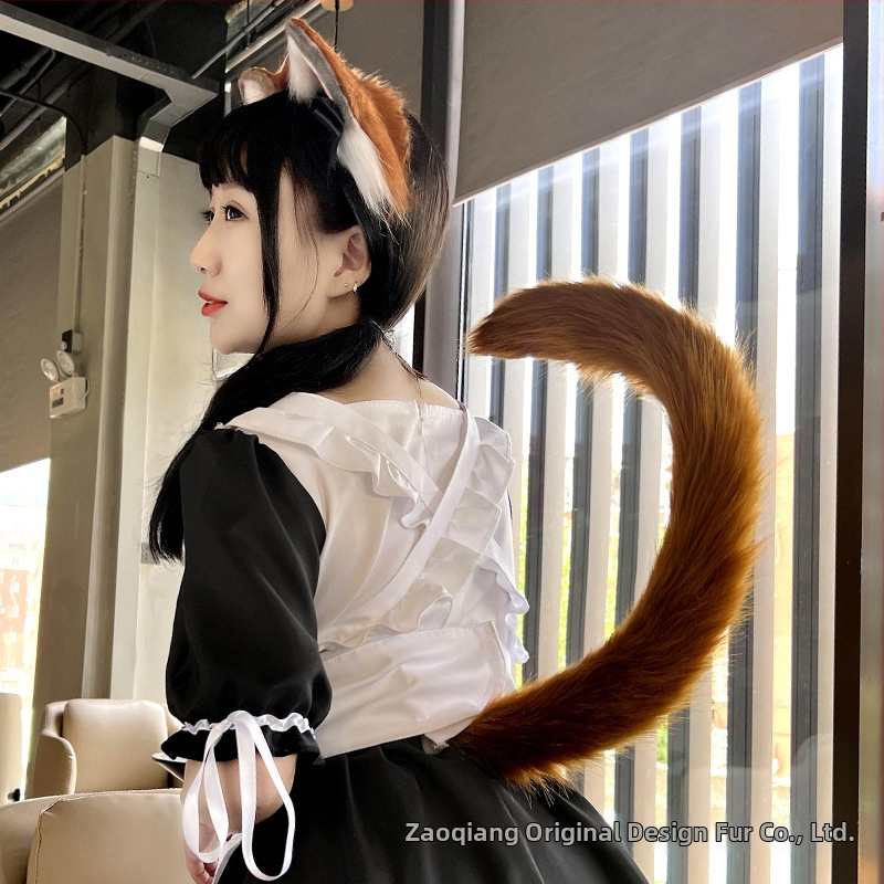 Cosplay аксесоар: котешки уши и опашка, ръчна изработка, дълга козина, за възрастни, есен 2021