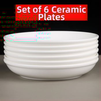 Керамични чинии за хранене – кръгли, модерен минималистичен стил, комплект от 6 за хотели и ресторанти