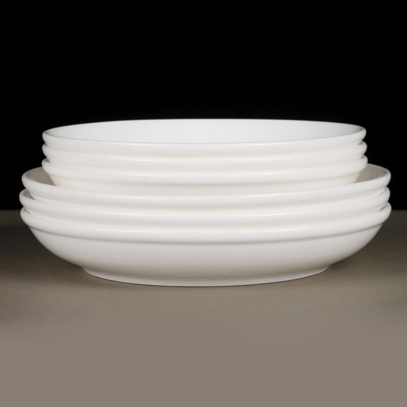 Керамични чинии за хранене – кръгли, модерен минималистичен стил, комплект от 6 за хотели и ресторанти