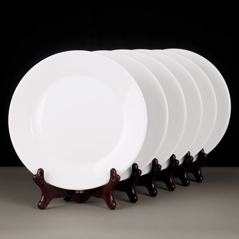 Керамични чинии за хранене – кръгли, модерен минималистичен стил, комплект от 6 за хотели и ресторанти