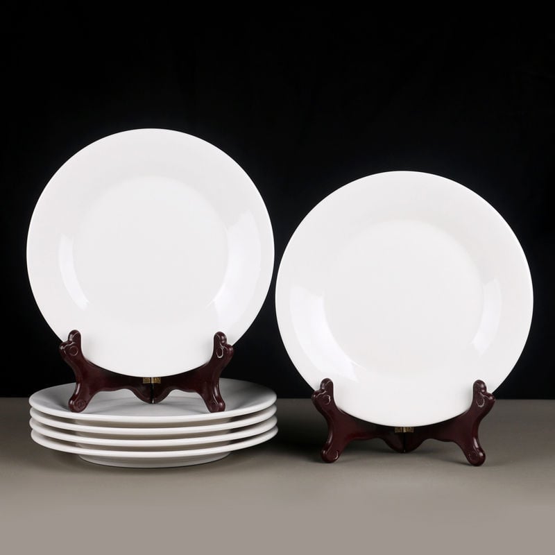 Керамични чинии за хранене – кръгли, модерен минималистичен стил, комплект от 6 за хотели и ресторанти