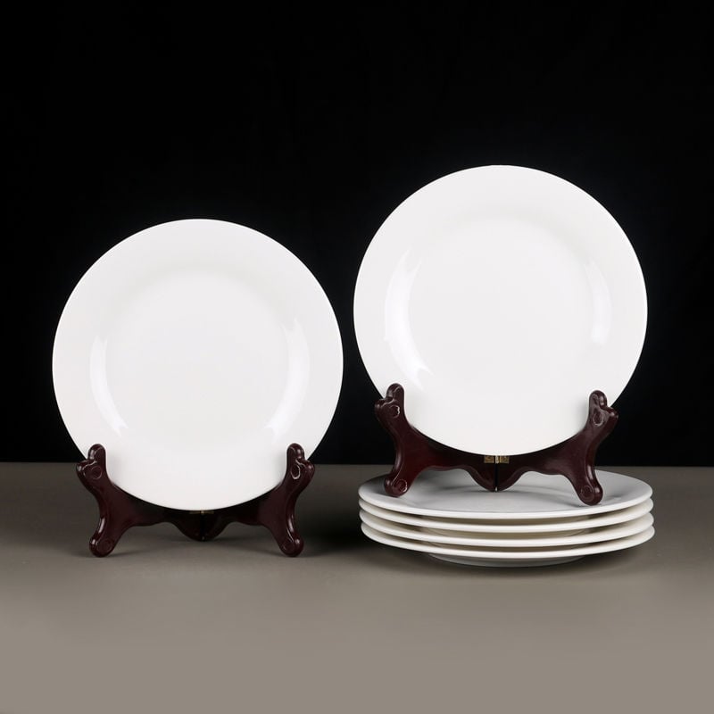 Керамични чинии за хранене – кръгли, модерен минималистичен стил, комплект от 6 за хотели и ресторанти