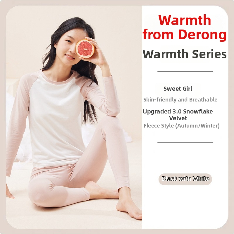 Dvipusis šilumos komplektas paauglių mergaitėms: viršus su apvaliu kaklu ir ilgomis rankovėmis + kelnės, viduje pūkuota flisa, fliso audinys, storis 181–200 g/m²