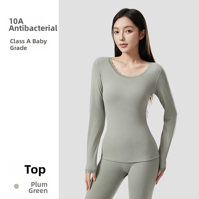 Moteriškas akrilo terminis komplektas su antibakteriniu poveikiu; šiluma storas 201-250 g/m2 su veluro pamušalu; viršus megztinis su ilgomis rankovėmis; apačia kelnes; pagrindinis pluošto kiekis 30-50%.