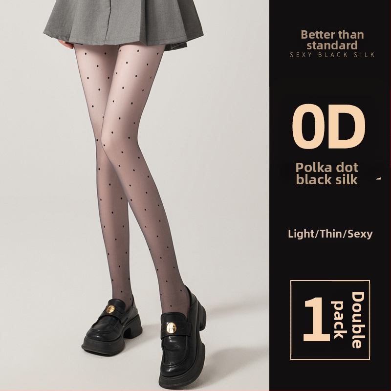 Șosete pentru femei cu model cu buline și fundă, ultra-subțiri, denier 0D, poliester 50-70%, anti-snag și absorbția transpirației