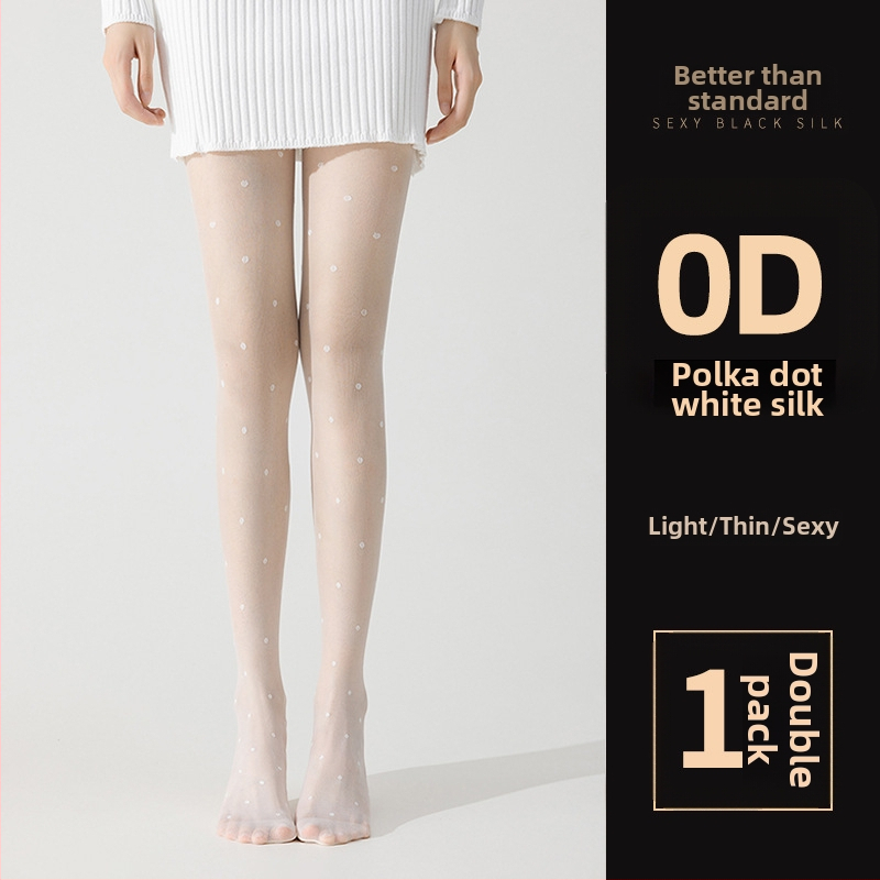 Șosete pentru femei cu model cu buline și fundă, ultra-subțiri, denier 0D, poliester 50-70%, anti-snag și absorbția transpirației