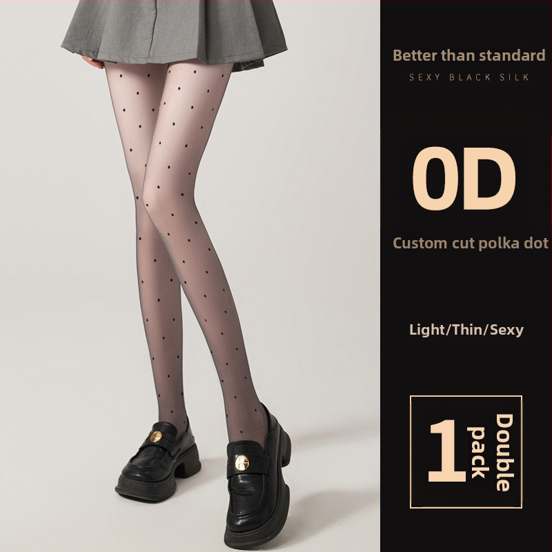 Șosete pentru femei cu model cu buline și fundă, ultra-subțiri, denier 0D, poliester 50-70%, anti-snag și absorbția transpirației