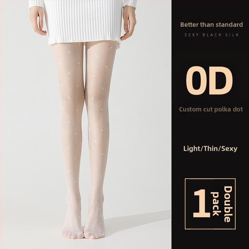 Șosete pentru femei cu model cu buline și fundă, ultra-subțiri, denier 0D, poliester 50-70%, anti-snag și absorbția transpirației