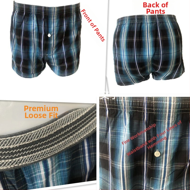 Pánske bavlnené šortky, pruhy a káro, stredný pás, trojštvrťová dĺžka, rýchloschnúce a priedušné