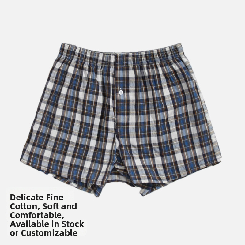 Pánske bavlnené šortky, pruhy a káro, stredný pás, trojštvrťová dĺžka, rýchloschnúce a priedušné