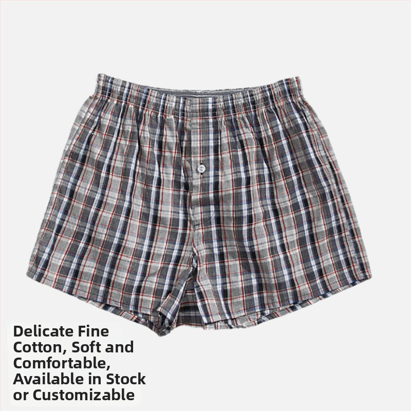 Pánske bavlnené šortky, pruhy a káro, stredný pás, trojštvrťová dĺžka, rýchloschnúce a priedušné