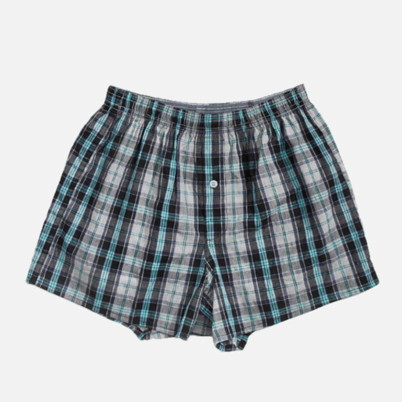 Мъжки памучни шорти с райета и каре, със средна талия, дължина три четвърти, бързосъхнещи и дишащи