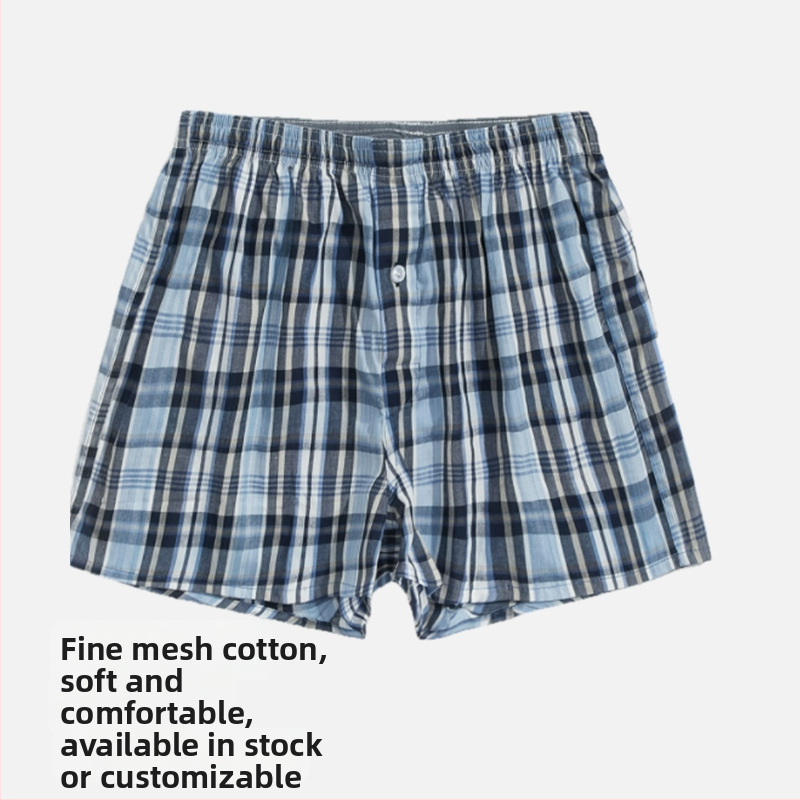 Pánske bavlnené šortky, pruhy a káro, stredný pás, trojštvrťová dĺžka, rýchloschnúce a priedušné