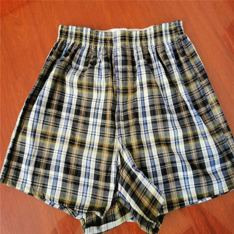 Мъжки памучни шорти с райета и каре, със средна талия, дължина три четвърти, бързосъхнещи и дишащи