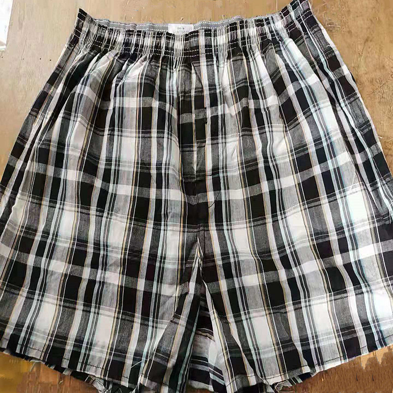 Мъжки памучни шорти с райета и каре, със средна талия, дължина три четвърти, бързосъхнещи и дишащи