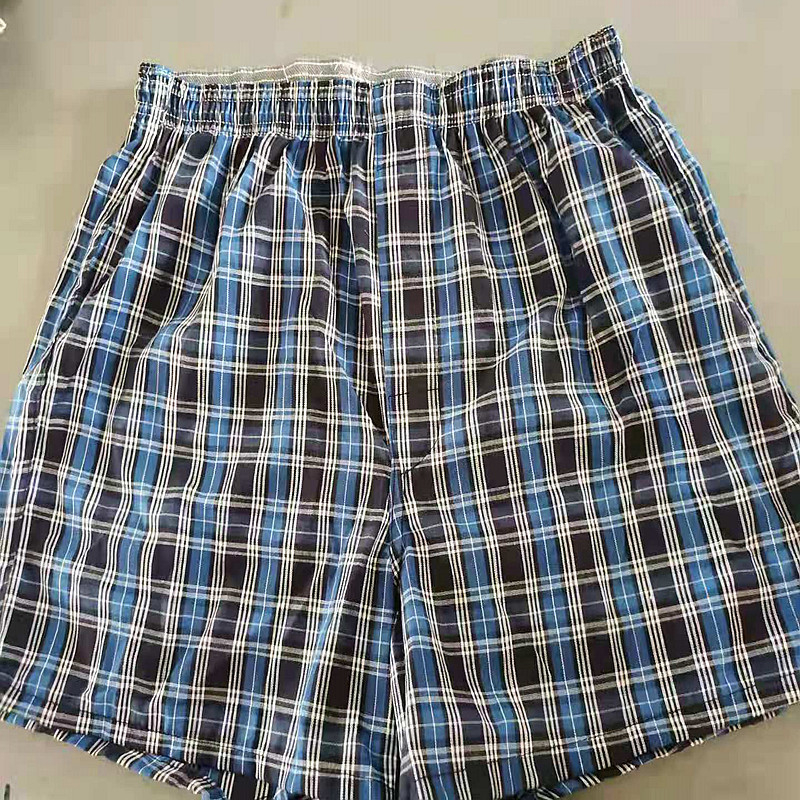 Мъжки памучни шорти с райета и каре, със средна талия, дължина три четвърти, бързосъхнещи и дишащи