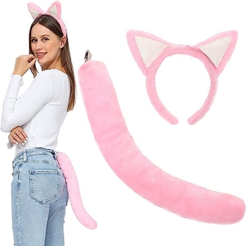 Kopča za kosu s mačjim ušima i krznenim repom, cosplay set za odrasle, proljeće 2024