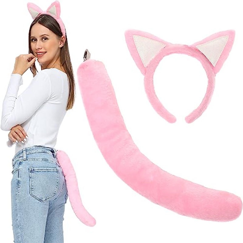 Kopča za kosu s mačjim ušima i krznenim repom, cosplay set za odrasle, proljeće 2024