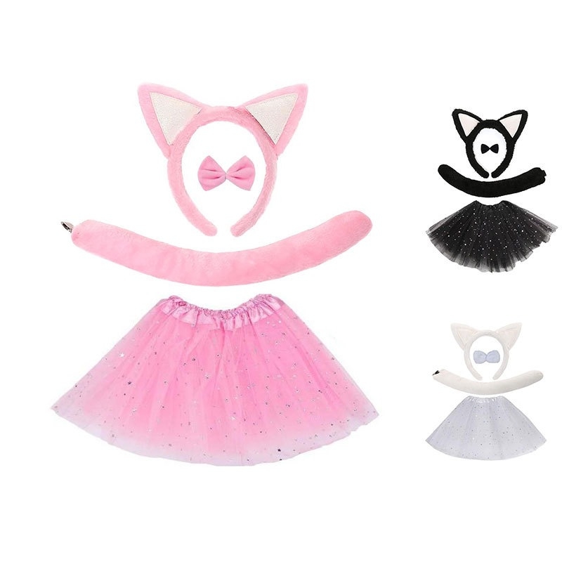 Kopča za kosu s mačjim ušima i krznenim repom, cosplay set za odrasle, proljeće 2024