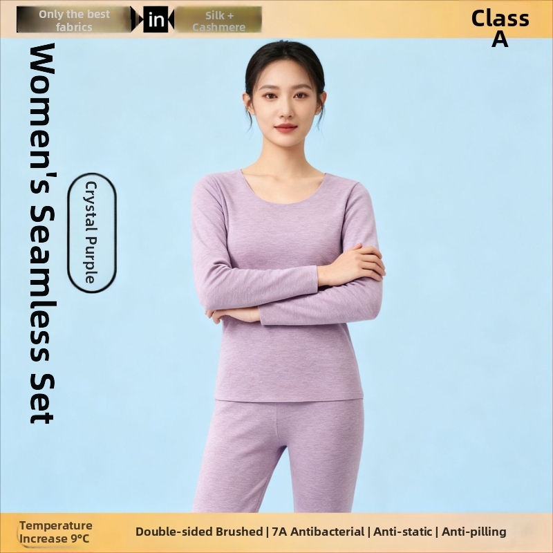 Unisex kasmyro terminis apatinis komplektas – fliso pamušalas, antibakterinis ir šildojošas; dviejų sluoksnių be siūlių viršūnė su apvaliu kaklu ir ilgomis rankovėmis, kelnės