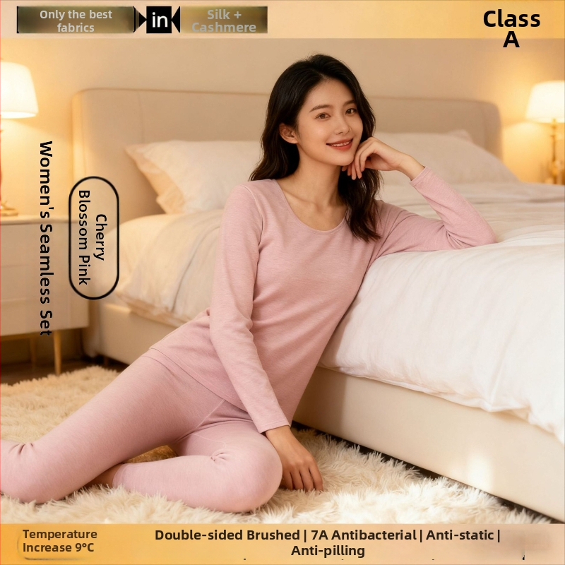 Unisex kasmyro terminis apatinis komplektas – fliso pamušalas, antibakterinis ir šildojošas; dviejų sluoksnių be siūlių viršūnė su apvaliu kaklu ir ilgomis rankovėmis, kelnės