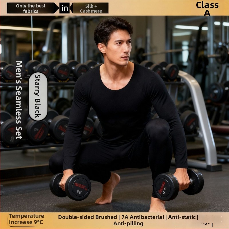 Unisex kasmyro terminis apatinis komplektas – fliso pamušalas, antibakterinis ir šildojošas; dviejų sluoksnių be siūlių viršūnė su apvaliu kaklu ir ilgomis rankovėmis, kelnės