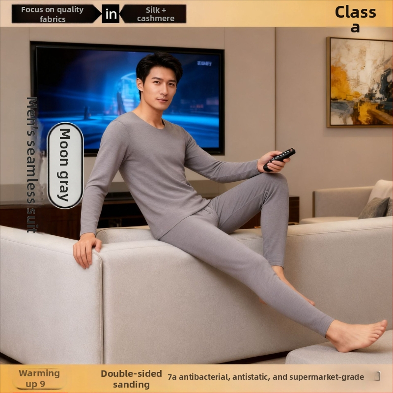 Unisex kasmyro terminis apatinis komplektas – fliso pamušalas, antibakterinis ir šildojošas; dviejų sluoksnių be siūlių viršūnė su apvaliu kaklu ir ilgomis rankovėmis, kelnės