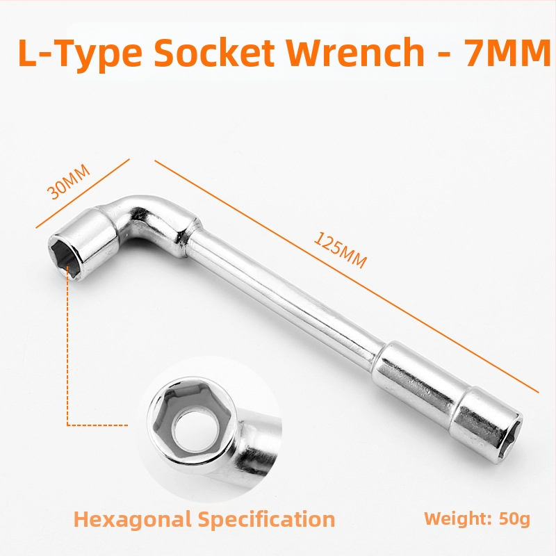 Bangli L-образен гнездо-гаечен ключ с 7-образен двоен глава дизайн, външен шестостен, 45# стомана, Allen ключ