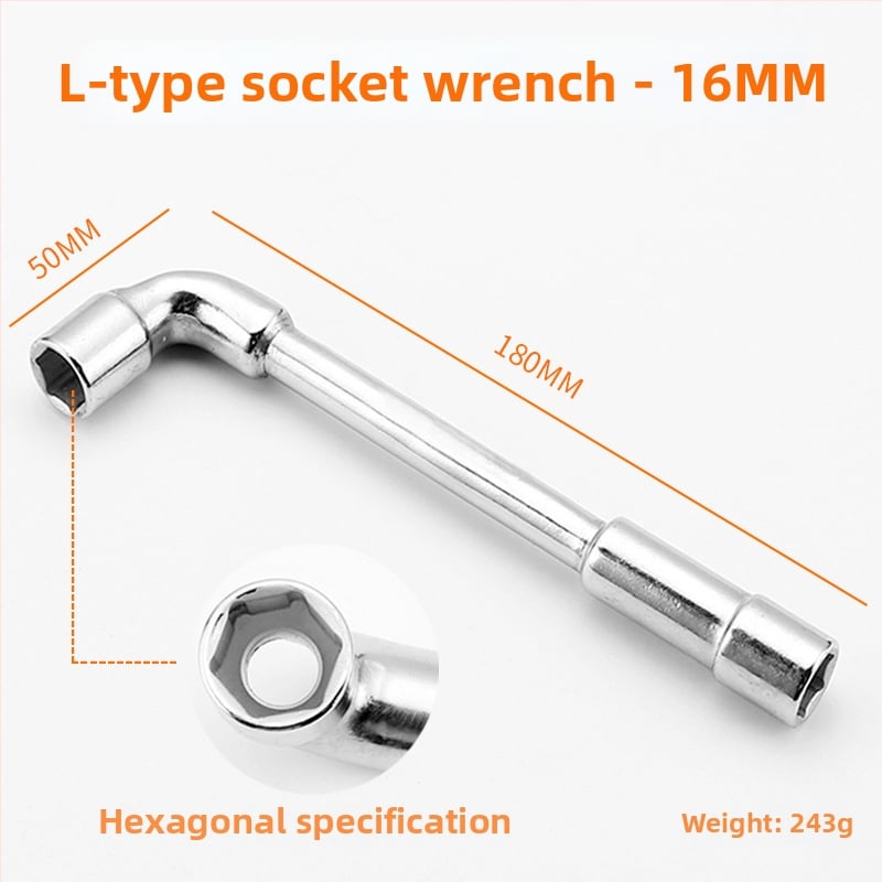 Bangli L-образен гнездо-гаечен ключ с 7-образен двоен глава дизайн, външен шестостен, 45# стомана, Allen ключ