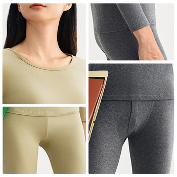 Combed Cotton terminis bazinis komplektas – antibakterinis, išlaiko šilumą, anti-pilling, apvalus kaklo iškirpimas, be siūlių, 3/4 ilgio kelnes