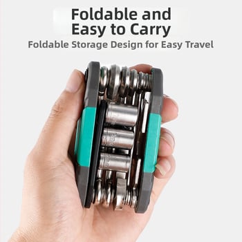 JetCool 16-in-1 komplekts velosipēdu remonta instrumentiem ar hex uzgaļiem, pielāgojams, kombinēts iepakojums, materiāls elektroplēts oglekļa tērauds + ABS, licencēta privātā zīmola